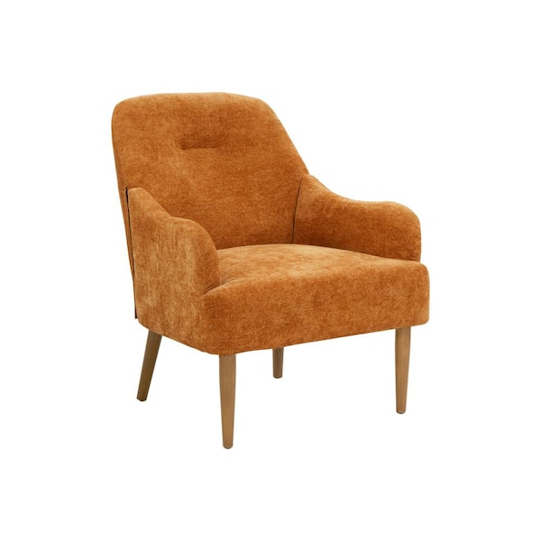 CSC DECOR INC Orange Mid-Century Living Room Armchair Accent Chair with Chenille Armrest and Wood Legs Stylish Accent Chair
