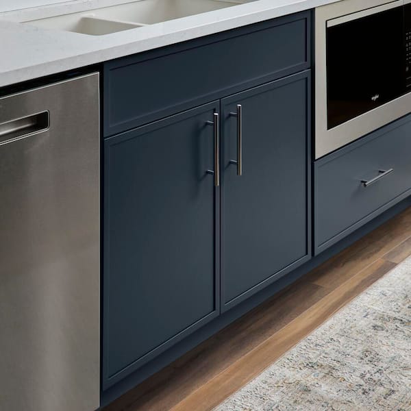 Leyton 30 in. W x 24 in. D x 34.5 in. H Ready to Assemble Plywood Slim Shaker Sink Base Kitchen Cabinet in Ink Blue