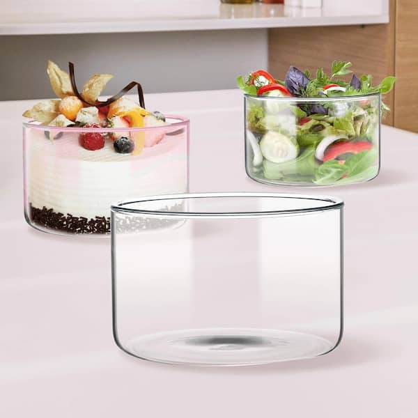 Glass Trifle Bowl with Lid for Desserts, Salads and Food Storage, Clear Round Glass Container with Airtight Lid