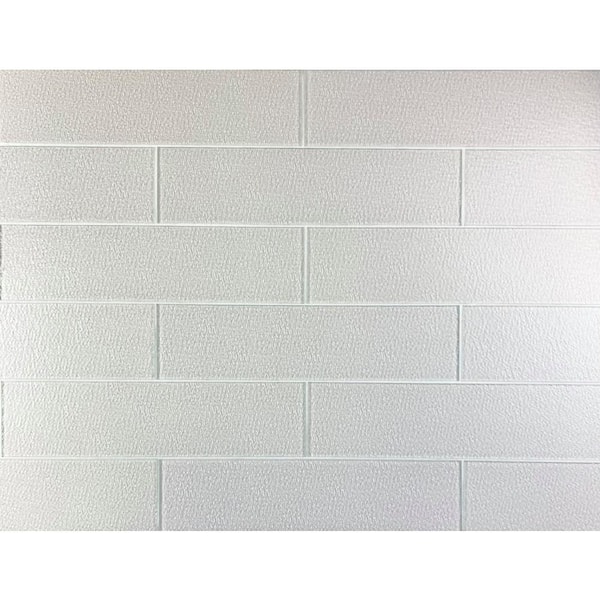 Italian White 4 in. x 16 in. Textured Large Format Glass Subway Wall Tile (4 sq.ft./Case)
