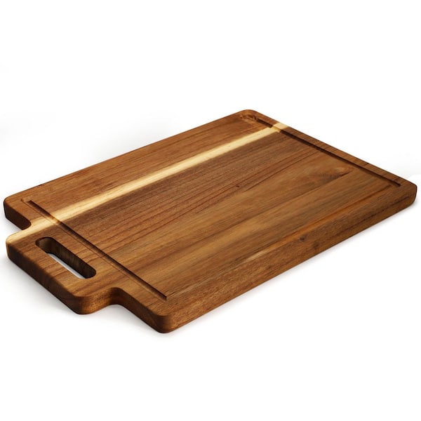 Elama 16.5 x 11 Inch Acacia Wood Rectangle Serving Board with Handle