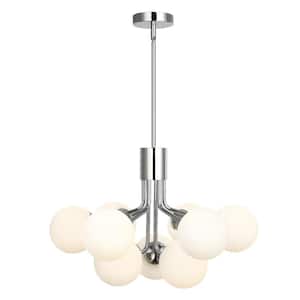 Serra 9-Light Chrome Chandelier with Frosted Glass Shades