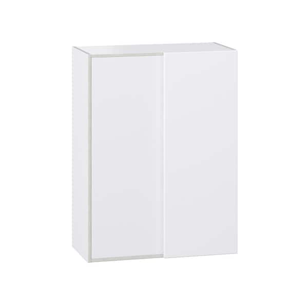 J COLLECTION Fairhope Bright White Slab Assembled Wall Microwave Shelf Kitchen Cabinet (30 in. W X 15 in. H X 18 in. D)