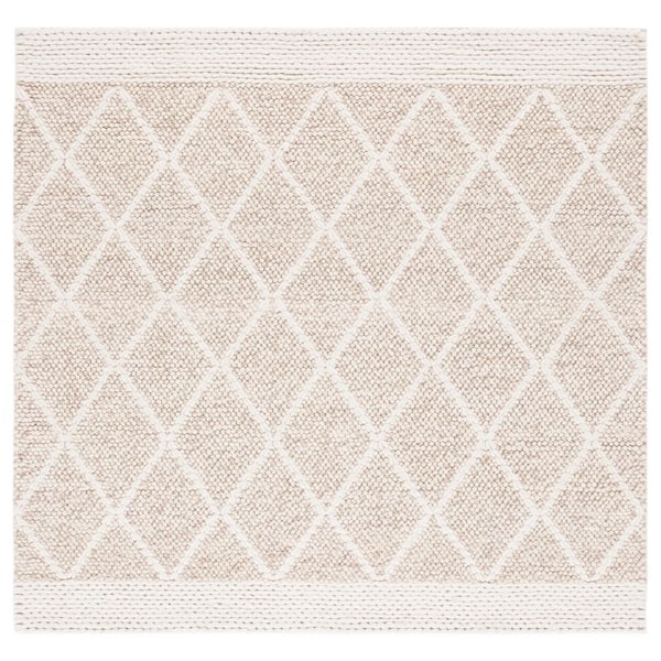 Natura 6 ft. x 6 ft. Brown/Ivory Geometric Diamond Square Area Rug