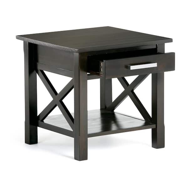 Simpli Home Kitchener 21 in. Wide Hickory Brown Solid Wood Contemporary End Side Table