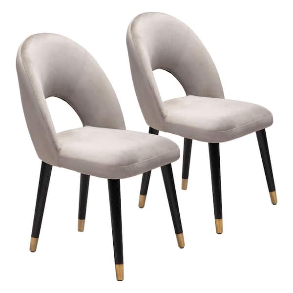 ZUO Miami Gray, Black & Gold Polyester Dining Side Chair Set of 2