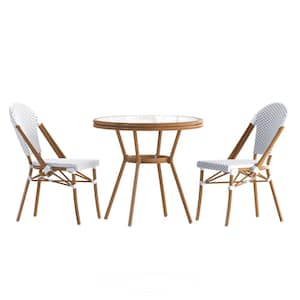 Brown 3-Piece Aluminum Outdoor Dining Set