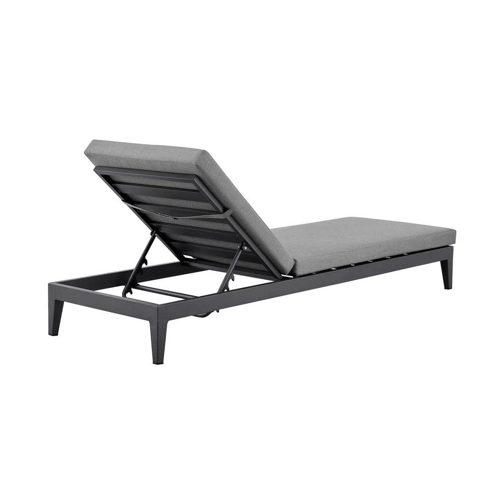 Menorca Gray Aluminum Outdoor Adjustable Chaise Lounge with Cushions