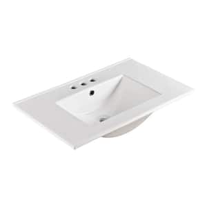 Serres 30 in. Drop-In Ceramic Bathroom Sink in White