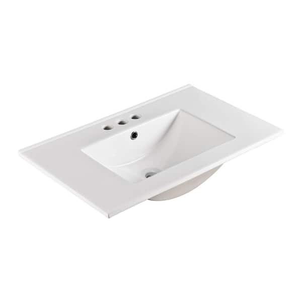 Bellaterra Home Serres 30 in. Drop-In Ceramic Bathroom Sink in White ...