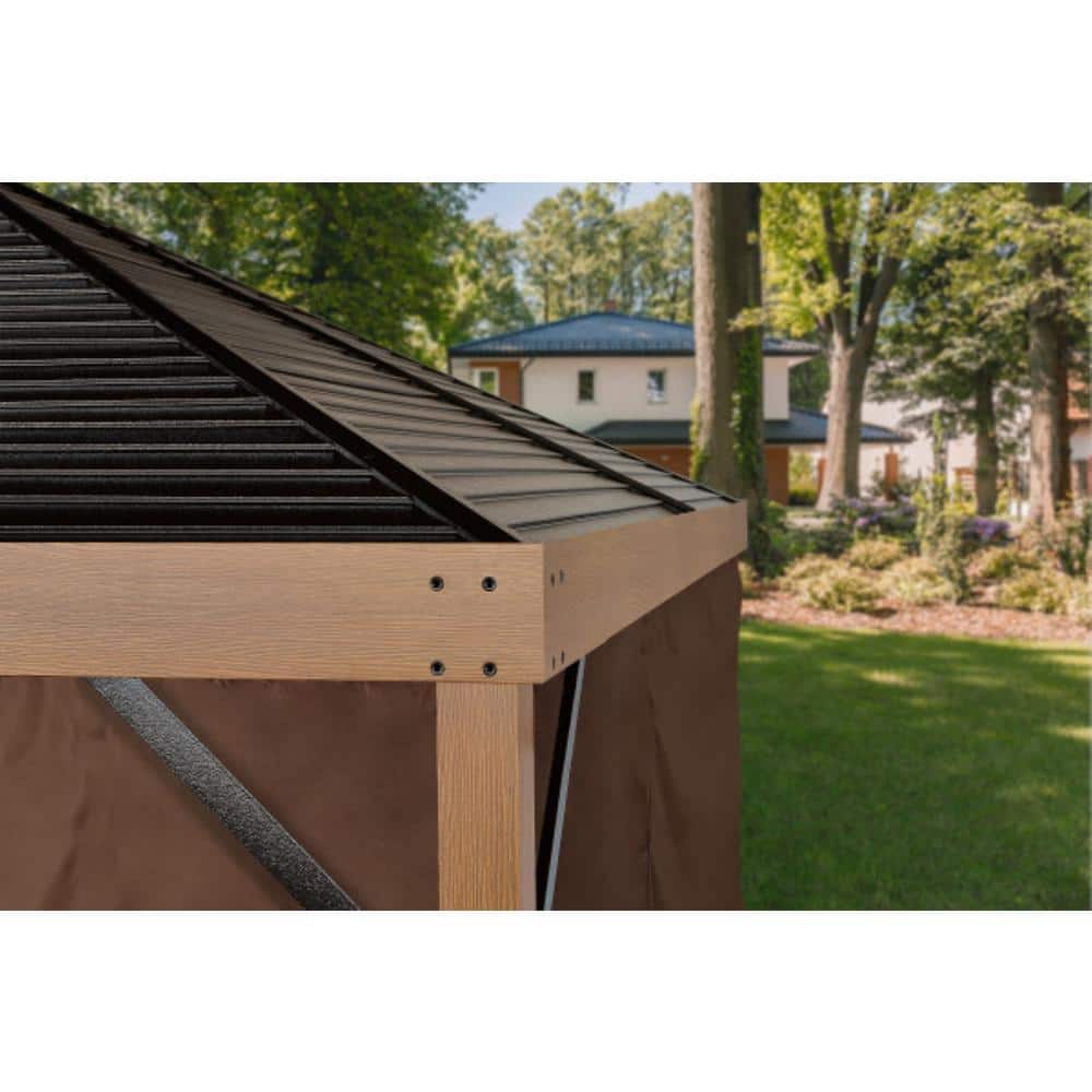 Brown Polyester Outdoor Gazebo Curtains Set