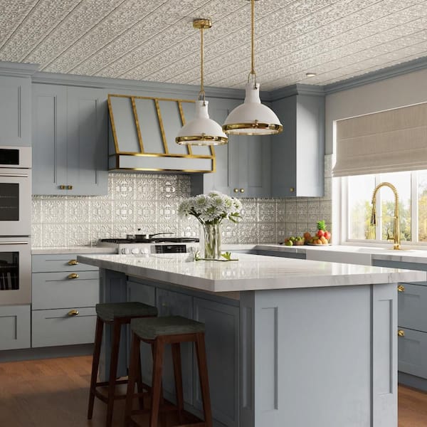 Victorian Tin Pearl 17 in. x 17 in. Porcelain Wall Tile (12.59 sq. ft./Case)