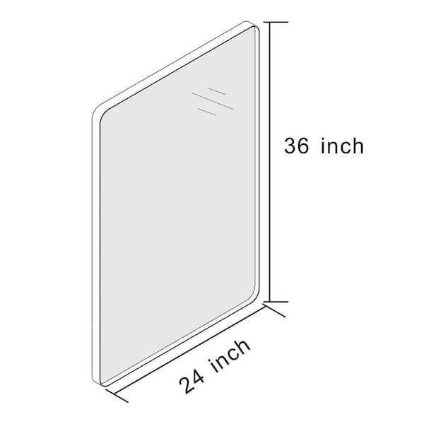Klajowp 36 in. W x 24 in. H Small Rectangular Framed Wall Mounted Bathroom Vanity Mirror in Brushed Nickel
