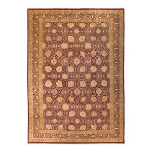Mogul One-of-a-Kind Traditional Purple 12 ft. 2 in. x 17 ft. 6 in. Floral Area Rug