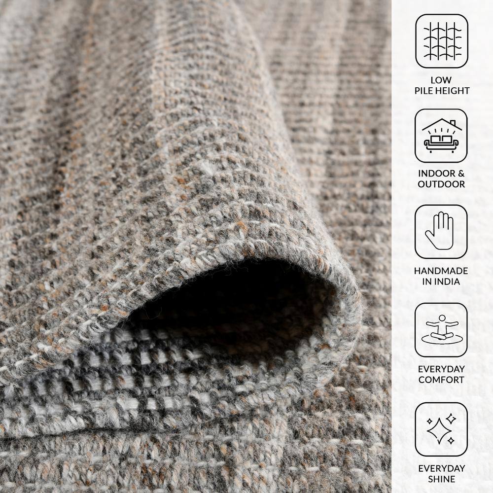 Atlantic Striped Brown Hand-Woven Synthetic Area Rug