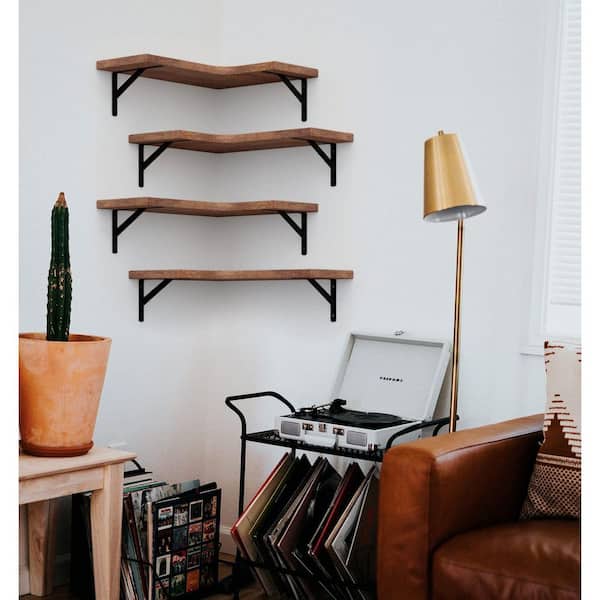 15.6 in. W x 11.8 in. D Brown Corner Floating Shelves Decorative Wall Shelf Set of 4