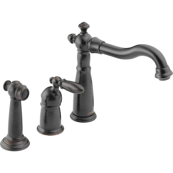 Delta Victorian Single-Handle Standard Kitchen Faucet with Side Sprayer in Venetian Bronze