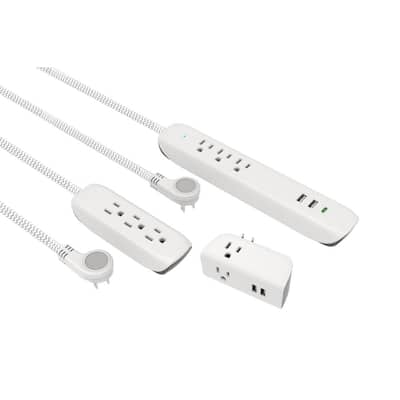 Commercial Electric 4 ft. Multiple Outlet and Wall Mounted Surge Protector Set (3-Pack) 7A-11,7A-1,7A-1
