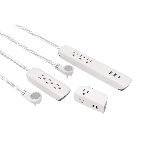 Commercial Electric 4 ft. Multiple Outlet and Wall Mounted Surge Protector Set (3-Pack)