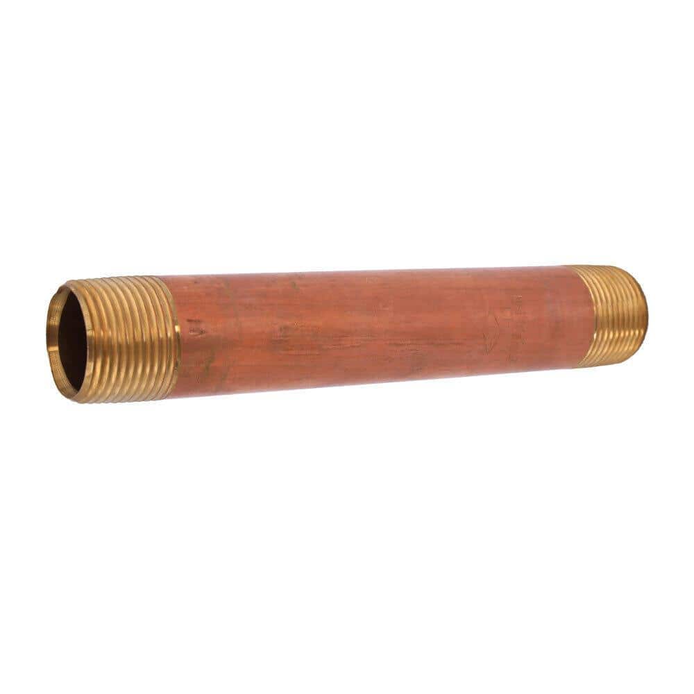 Anderson Metals 1/2 in. x 4 in. Red Brass Nipple 860469 - The Home Depot