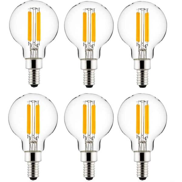 Sunlite 60-Watt Equivalent G16.5 Dimmable Candelabra E12 Base Globe Style Filament Clear Glass LED Light Bulb in 5000K (6-Pack)