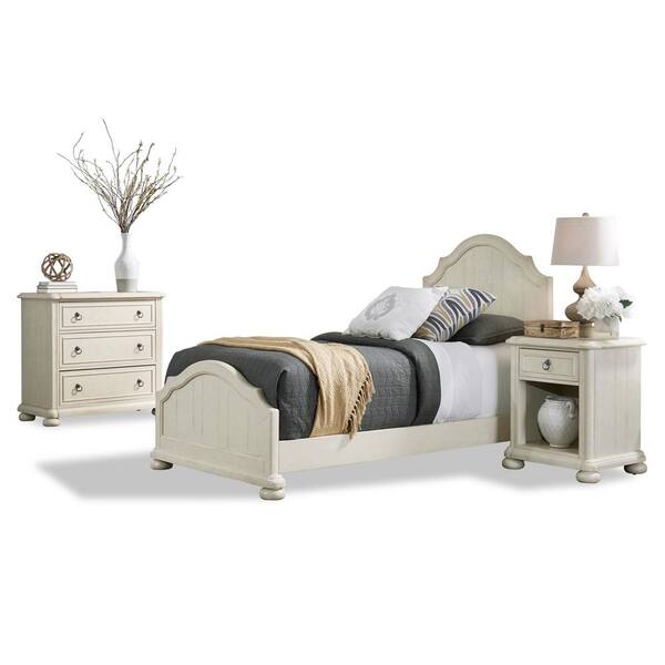 Homestyles Provence 3 Piece Off White, White Twin Bedroom Set
