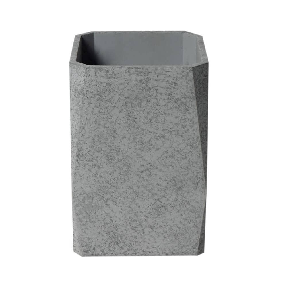 Gray Matte Geometric Concrete Bathroom Waste Bin
