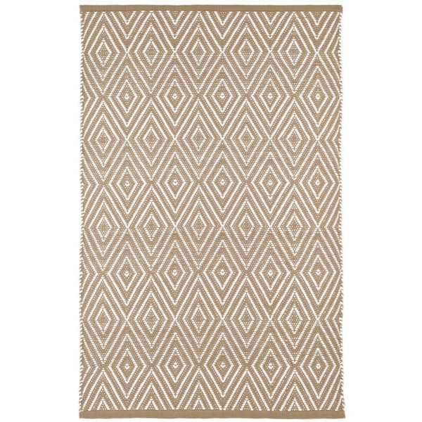 Diamond Handwoven Khaki/White 6 ft. x 9 ft. Outdoor Area Rug