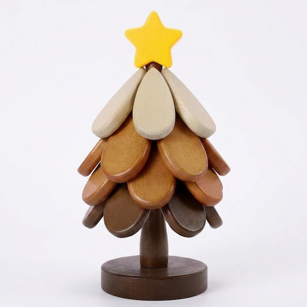 Walnut Wood Off-White Light Brown Dark Brown Tree Shape Trivet Set of 4 for Hot Dishes Pots Pans Bowls Plates