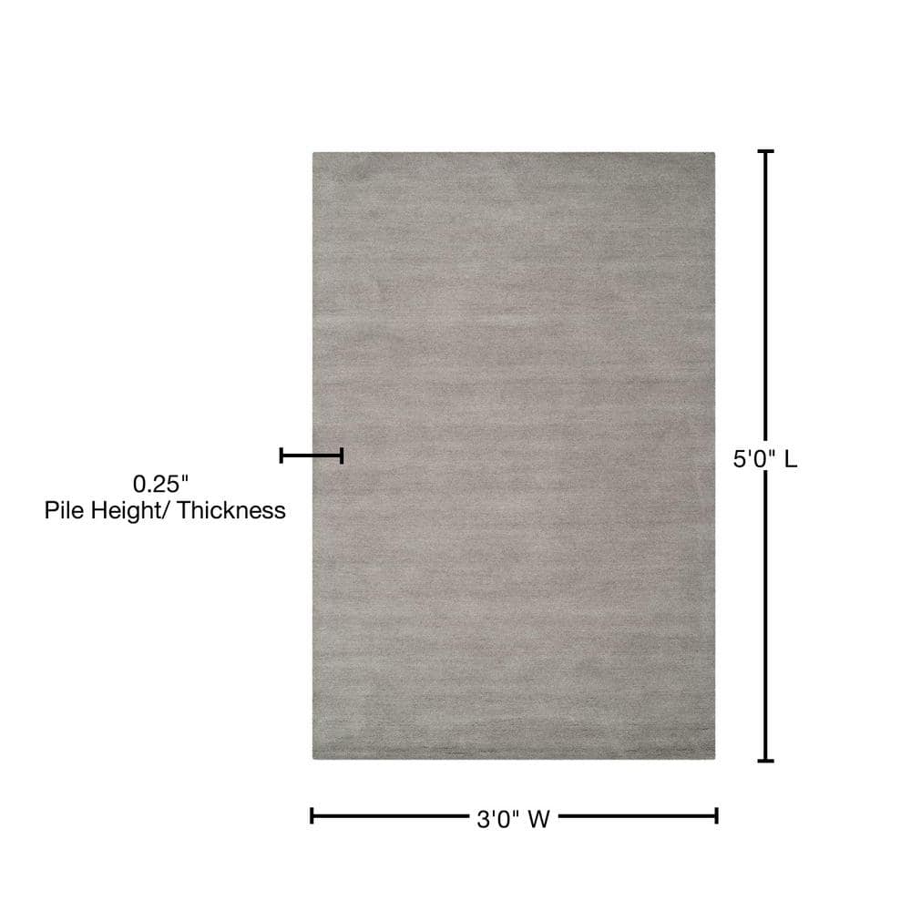 Hand-Loomed Gray Wool Rectangular Accent Rug 36" x 5"