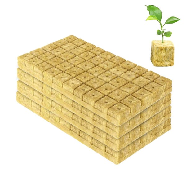 Wellco 1 in. Rockwool Grow Blocks for Hydroponics Soilless Cultivation Seedlings Germination Start (4-Sheets, 200-Plugs)