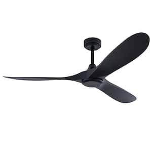 52 in. Indoor Black Modern Ceiling Fan with Reversible Motor and Remote for Bedroom Living Room Dining Room