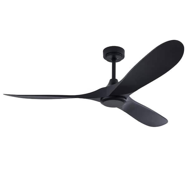 OUKANING 52 in. Indoor Black Modern Ceiling Fan with Reversible Motor and Remote for Bedroom Living Room Dining Room
