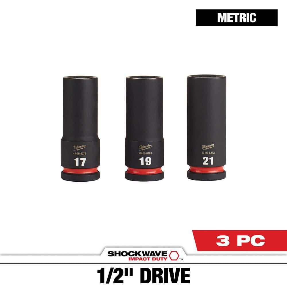 イグイグ　ドクターソワ３個セット Milwaukee SHOCKWAVE Impact Duty 1/2 in. Drive Metric Deep Well