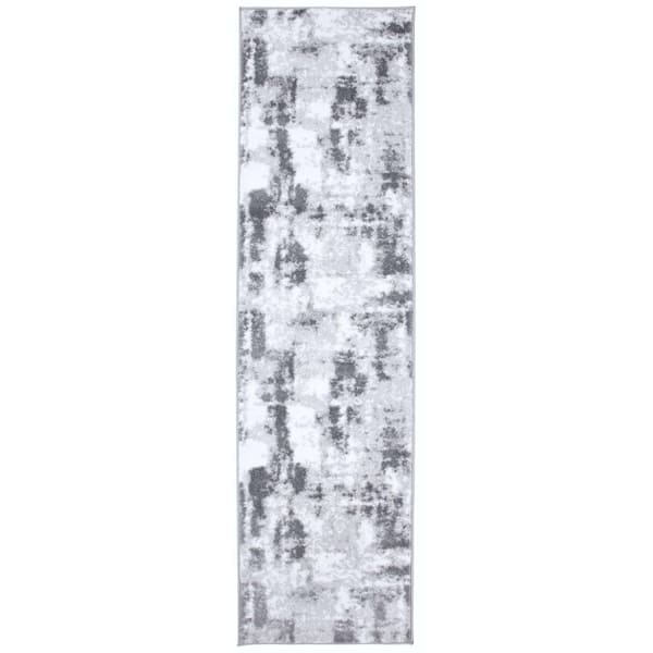 World Rug Gallery Contemporary Abstract Gray 2 ft. x 7 ft. Runner Rug