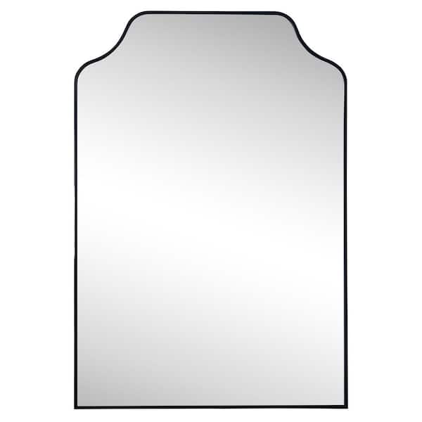 Lindie 24 in. W x 36 in. H Medium Scalloped Top Metal Framed Wall Mounted Mirror, Black