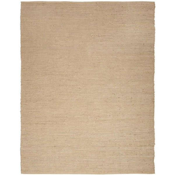 7 ft. x 10 ft. Beige Jute Hand Woven Area Rug