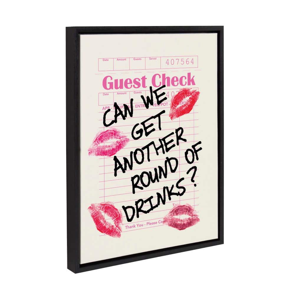 Black Framed Canvas with Guest Check Print, 18" x 24"