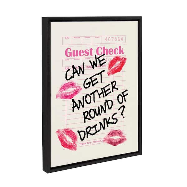 Kate and Laurel Sylvie Another Round Guest Check Framed Canvas by Alli Standefer Set of 1 Culture Art Print 18.00 in. x 24.00 in.