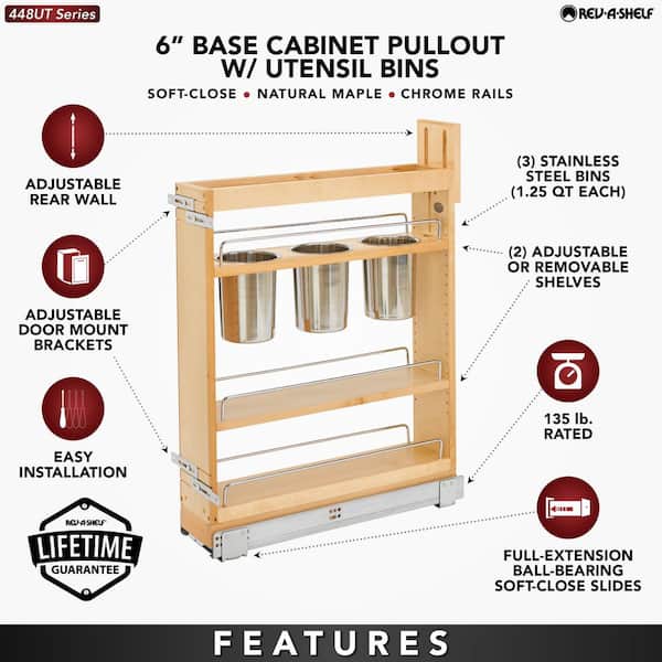 Natural Maple 5 in. Pull Out Kitchen Cabinet Organizer w/ Soft-Close