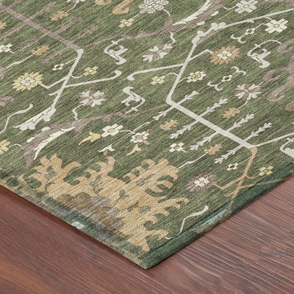 Chantille Machine Washable Indoor/Outdoor Abstract ACN2859 Olive 10 ft. x 14 ft. Area Rug
