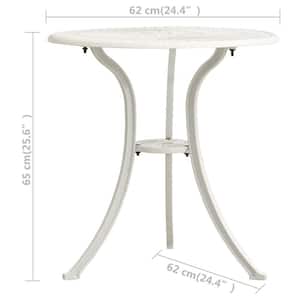 24.4 in. x 24.4 in. x 25.6 in. White Cast Aluminum Patio Table