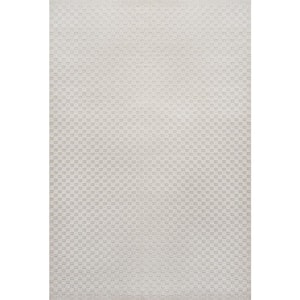 Finn High-Low Modern Minimalist Checkered Monotone Ivory/Cream 3 ft. x 5 ft. Indoor/Outdoor Area Rug