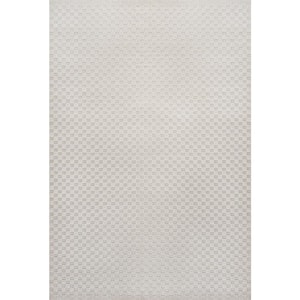 Finn High-Low Modern Minimalist Checkered Monotone Ivory/Cream 4 ft. x 6 ft. Indoor/Outdoor Area Rug