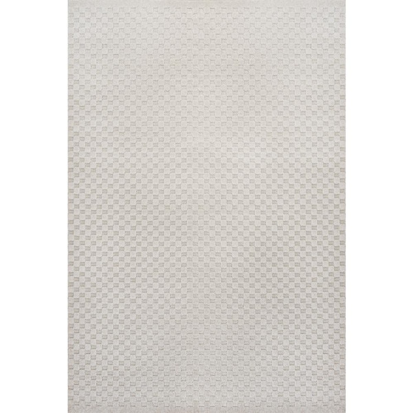 Finn High-Low Modern Minimalist Checkered Monotone Ivory/Cream 5 ft. x 8 ft. Indoor/Outdoor Area Rug