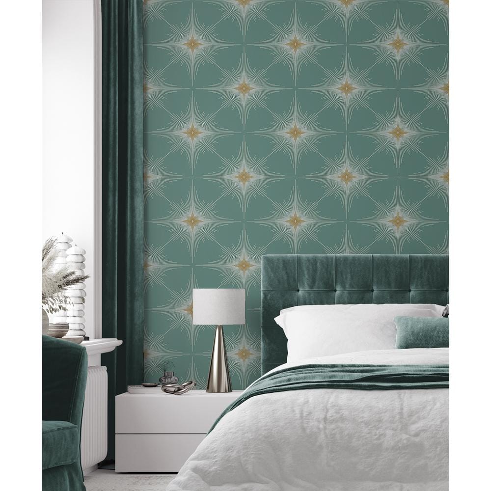 Seabreeze Blue Green Vinyl Geometric Peel and Stick Wallpaper