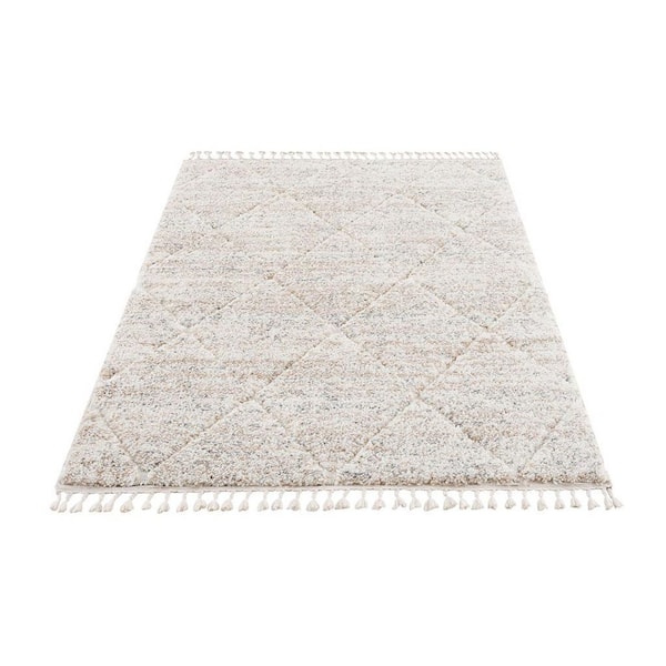 5 X 7 Cream Solid Color Washable Area Rug for Bedroom, Living Room, Entryway