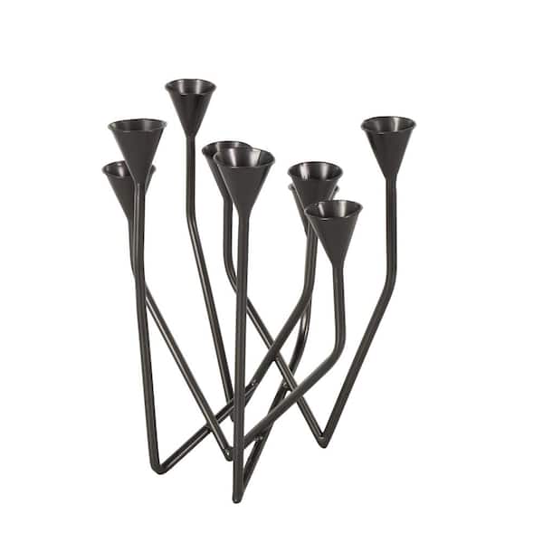 Litton Lane 14 in. Black Metal Taper 9-Slot Candelabra