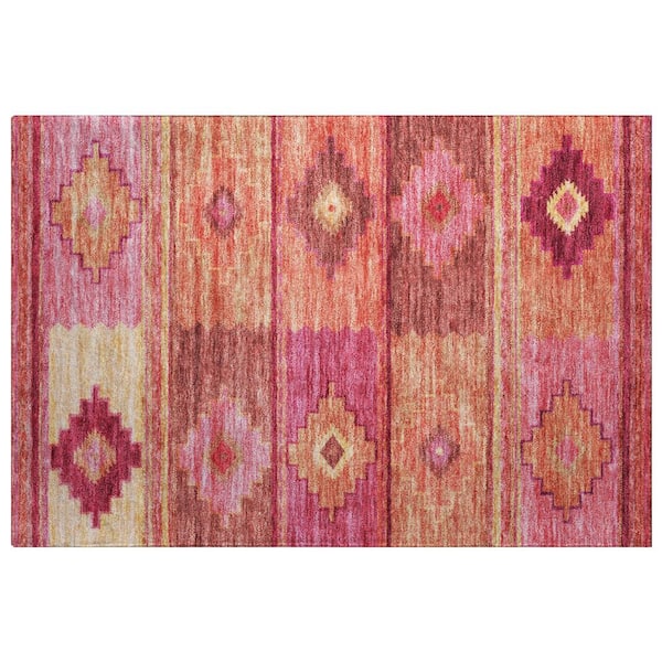 Dream Shag Premium Machine Washable Abstract ADS176 Pink 3 ft. x 4 ft. Area Rug