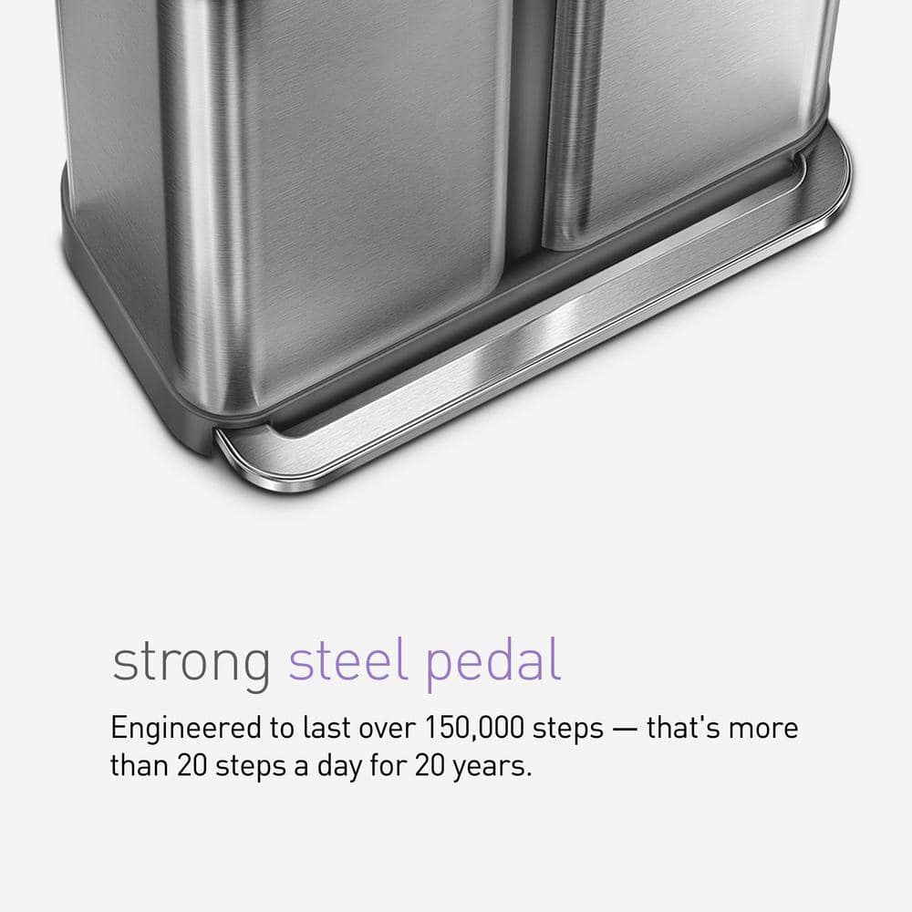 Fingerprint Resistant Stainless Steel Dual Compartment Pedal Trash Can